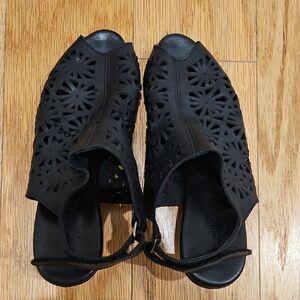 Arche Black Floral Cutout Sandals